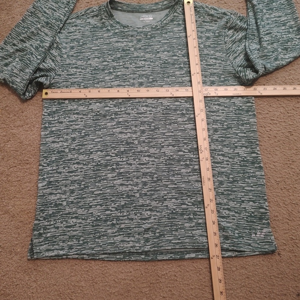 BCG Running Top Womens L Green Excellent Long Sleeve Space Dye Athletic Shirt